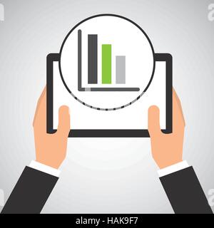hand holds tablet statistical data vector illustration eps 10 Stock Vector