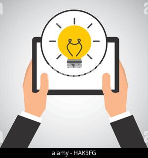 hand holds tablet idea innovation vector illustration eps 10 Stock Vector