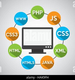 programming languages computer screen vector illustration eps 10 Stock Vector