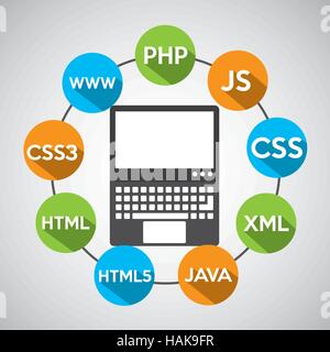 programming languages notebook computer digital vector illustration eps 10 Stock Vector