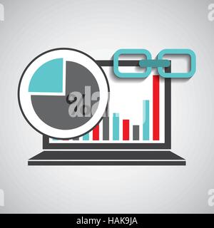 laptop graphs chart statistics link web vector illustration eps 10 Stock Vector