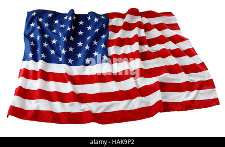 Closeup of American flag on plain background Stock Photo