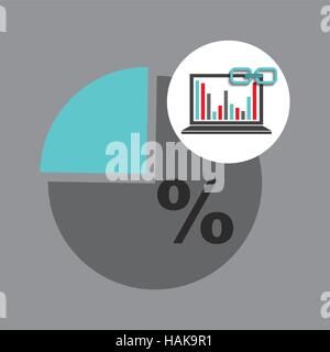 laptop graphs chart statistics link web vector illustration eps 10 Stock Vector