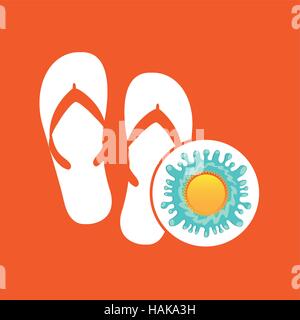 flip flops summer vacation sun splashes label vector illustration eps 10 Stock Vector