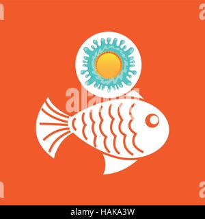 fish sealife summer vacation sun splashes label vector illustration eps 10 Stock Vector