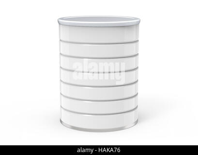 one blank metal can model that can be designed in any way, 3d rendering isolated white background Stock Photo