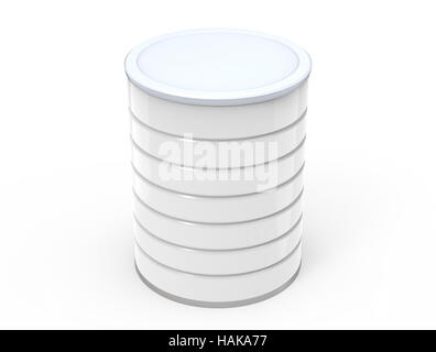 one blank metal can model that can be designed in any way, 3d rendering isolated white background Stock Photo