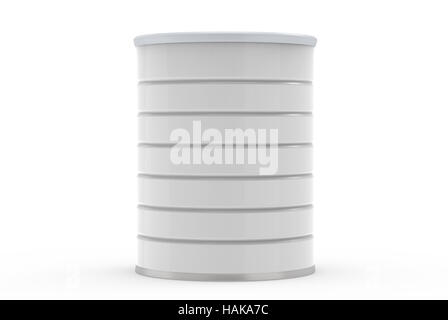 one blank metal can model that can be designed in any way, 3d rendering isolated white background Stock Photo