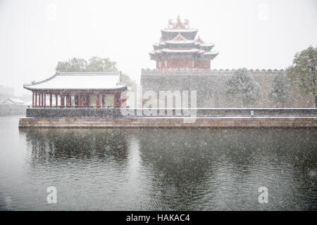 snow scape around the forbidden city,beijing,china Stock Photo