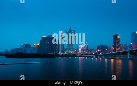 Skyline of Macau city at Nam Van Lake Stock Photo