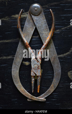 Overhead View of Old and Rusty Tools Stock Photo