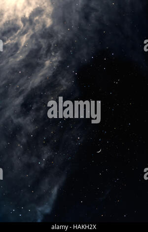 Melancholy night sky with stars and moon Stock Photo