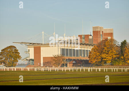 York Racecourse no horses closed  weather stand course track field Stadium stadia ground venue pitch sporting place home structure architectural archi Stock Photo