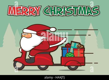 Santa Claus in a red scooter Stock Vector