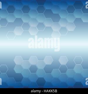 Bright blue tech geometric background with hexagons. Abstract vector design Stock Vector