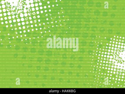 Tech grunge green binary system background. Vector technology design Stock Vector