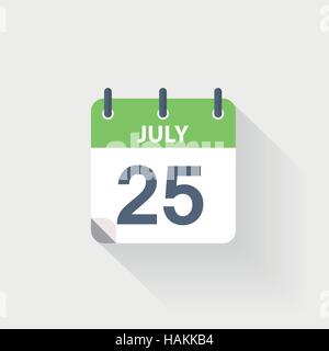 25 july calendar icon Stock Vector