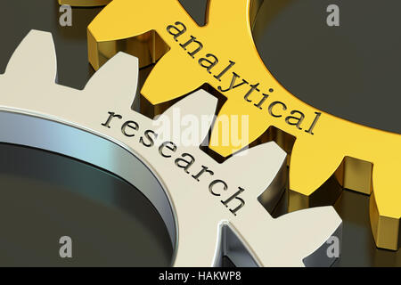 analytical research concept on the gearwheels, 3D rendering Stock Photo