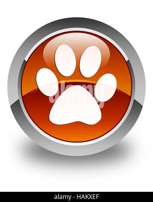 Animal footprint icon isolated on glossy brown round button abstract illustration Stock Photo