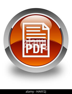 PDF document icon isolated on glossy brown round button abstract illustration Stock Photo