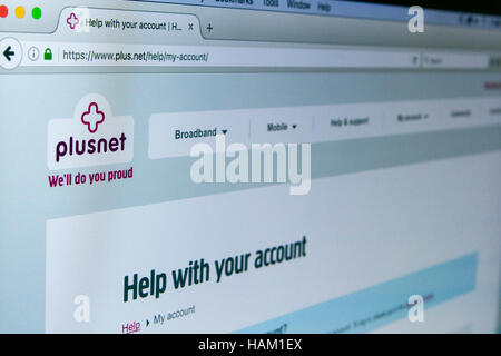 Plusnet website Online cyber security Stock Photo