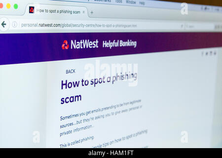 NatWest National Westminster Bank Online cyber security Stock Photo