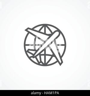 Globe and plane travel icon on white Stock Vector