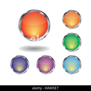 Collection of glossy buttons. Vector illustration. Stock Vector