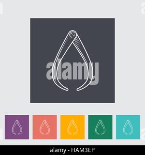 Calipers. Single flat icon on the button. Vector illustration. Stock Vector
