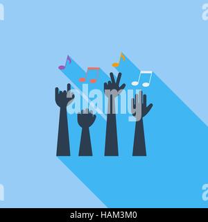 Concert icon. Flat vector related icon with long shadow for web and mobile applications. It can be used as - logo, pictogram, icon, infographic elemen Stock Vector