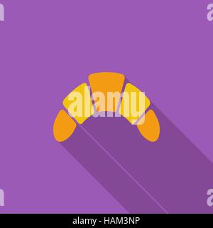 Croissant icon. Flat vector related icon with long shadow for web and mobile applications. It can be used as - logo, pictogram, icon, infographic elem Stock Vector