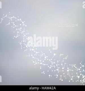 Molecule DNA and neurons vector. Molecular structure. Connected lines with dots. Genetic chemical compounds. Chemistry, medicine, science, technology concept. Geometric abstract background. Stock Vector
