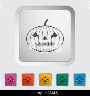 Pumpkins for Halloween. Single flat icon on the button. Vector illustration. Stock Vector