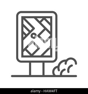 City Map Stand Thin Line Vector Icon Isolated on the White Background. Stock Vector