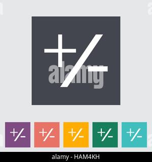 Plus minus single flat icon. Vector illustration. Stock Vector