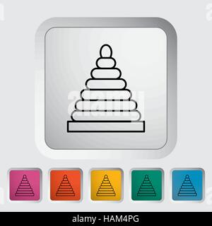 Pyramid toy thin line flat vector related icon set for web and mobile applications. It can be used as - pictogram, icon, infographic element. Vector I Stock Vector