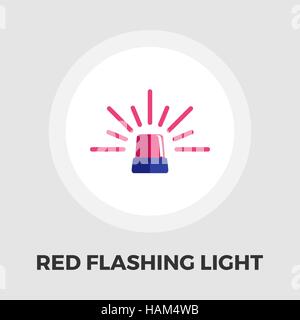 Red flashing emergency light icon vector. Flat icon isolated on the white background. Editable EPS file. Vector illustration. Stock Vector