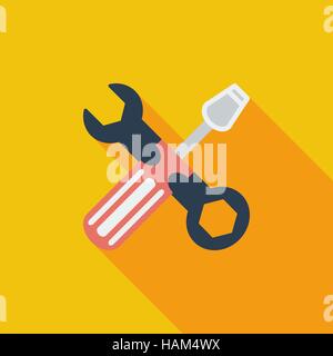Repair icon. Flat vector related icon with long shadow for web and mobile applications. It can be used as - logo, pictogram, icon, infographic element Stock Vector