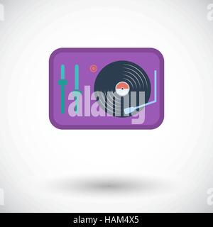 Turntable. Single flat icon on white background. Vector illustration. Stock Vector