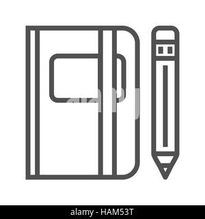 Sketchbook Thin Line Vector Icon Isolated on the White Background. Stock Vector
