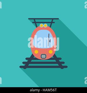 Suburban electric train icon. Flat vector related icon with long shadow for web and mobile applications. It can be used as - logo, pictogram, icon, in Stock Vector