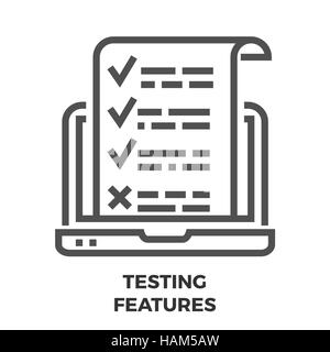 Testing Features Thin Line Vector Icon Isolated on the White Background. Stock Vector