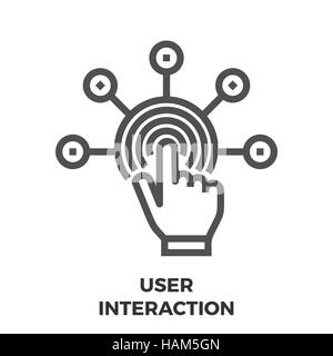 User Interaction Thin Line Vector Icon Isolated on the White Background. Stock Vector