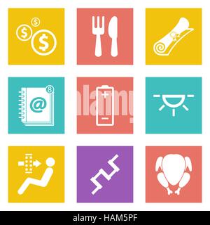 Color icons for Web Design and Mobile Applications set 16. Vector illustration. Stock Vector