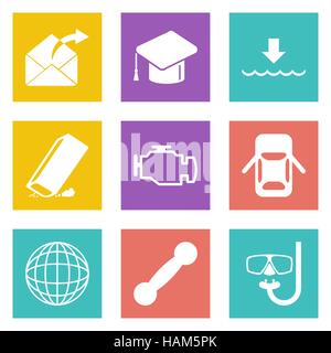 Color icons for Web Design and Mobile Applications set 17. Vector illustration. Stock Vector