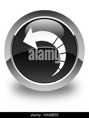 Back arrow icon isolated on glossy black round button abstract illustration Stock Photo