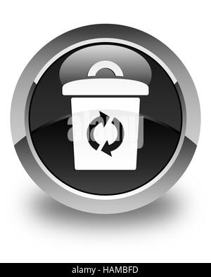 Trash icon isolated on glossy black round button abstract illustration Stock Photo