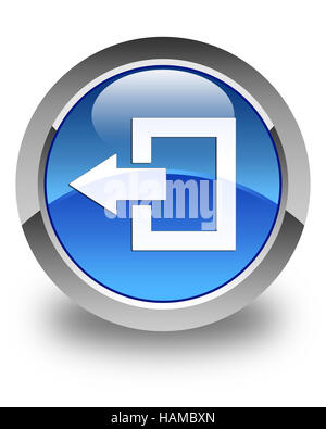Logout icon glossy blue round button Stock Photo - Alamy
