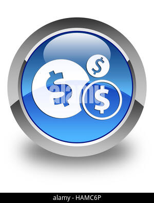 Finances dollar sign icon isolated on glossy blue round button abstract illustration Stock Photo