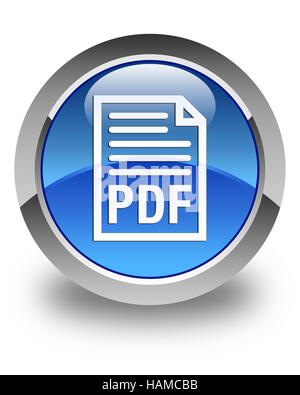 PDF document icon isolated on glossy blue round button abstract illustration Stock Photo